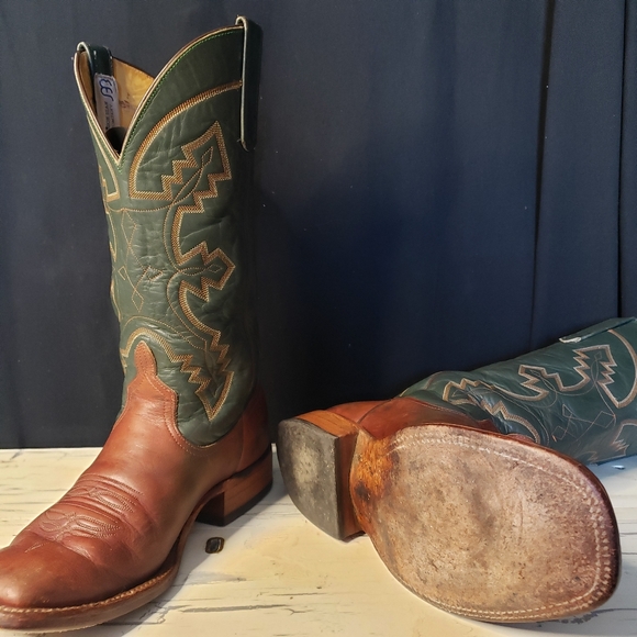 Anderson Bean Cowboy Boots in Brown and Green - Men's size 8.5 D - Picture 10 of 17